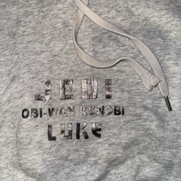 Star Wars Pull Over Hoodie Crop Youth Size Large Grey - Picture 2 of 8
